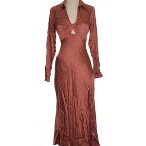 Astr Terracotta Long Sleeve Dress